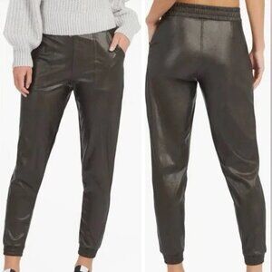 NWOT - SPANX black faux leather joggers - never worn - size M.